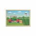 Golf Course Scene Wall Art with Frame Cartoon Illustration of Golf Car and Flags Hobby Lifestyle Printed Fabric Poster for Bathroom Living Room 35 x 23 Fern Green Multicolor by Ambesonne