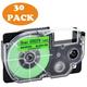 GREENCYCLE 30 Pack Compatible for Casio XR-9FGN XR9FGN Black on Fluorescent Green Label Tape for KL-120 KL-60 KL-100 KL750 KL780 KL2000 KL7000 KL7200 KLP1000 Label Maker 9mm 3/8 x 5.5m 18 Feet