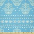 Hamsa Fabric by The Yard Theme Hamsa Hands Geometric and Floral Pattern Evil Eye Protection Stretch Knit Fabric for Clothing Sewing and Arts Crafts 1 Yard Blue by Ambesonne