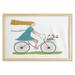 Bicycle Wall Art with Frame Young Woman on Bike with Basket of Tulip Flowers Riding in the Spring Countryside Printed Fabric Poster for Bathroom Living Room 35 x 23 Multicolor by Ambesonne