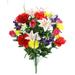 40 Stems Artificial Full Blooming Lily Rose Bud Carnation and Mum with Greenery Mixed Flower Bush Spring