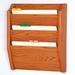 Wooden Mallet 3 Pocket Legal Size Wall File Holder in Medium Oak