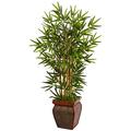 Nearly Natural 3.5 Bamboo Artificial Tree in Wooden Decorative Planter