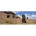 Low angle view of Moai statues Tahai Archaeological Site Rano Raraku Easter Island Chile Poster Print (36 x 13)