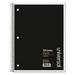 Universal-1PK Wirebound Notebook 3 Subject Medium/College Rule Black Cover 11 x 8.5 120 Sheets