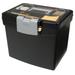 Portable File Box With Large Organizer Lid Letter Files 13.25 X 10.88 X 11 Black | Bundle of 5