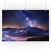 Mount Bromo & Milky Way Indonesia - Lantern Press Photography (24x36 Giclee Gallery Print Wall Decor Travel Poster)