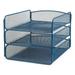 Safco Onyx 3 Tray Steel Metal Desk Organizer in Blue Finish