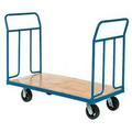 Global Industrial Wood Deck Platform Truck with 6 in. Mold-On Rubber Wheels - Blue - 6 in.