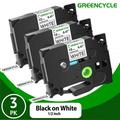 GREENCYCLE 3PK Compatible TZe231 0.47 12mm Black on White Tape Replacement for Brother TZe-231 TZ-231 Laminated P-touch Label Maker Refills with Brother PT-D210 PT-D410 PT-H110