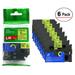 6/Pack - Premium Compatible with TZe-C11 Black on Fluorescent Yellow 1/4 p-touch Label tape 6mm laminated replacment TZeC11 tape TZC11 0.23 black ink on bright yellow label.