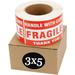 SJPACK Fragile Stickers 3 x 5 1 Roll 500 Labels Fragile - Handle with Care - Thank You Shipping Labels Stickers (500 Labels/Roll)