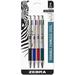 Zebra F-301 Ballpoint Stainless Steel Retractable Pen Fine Point 0.7mm Assorted Ink 4-Count: Black Blue Green Red