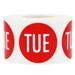 Red Tuesday Days of the Week Round Stickers | 1.5 Inch | 500 Pack