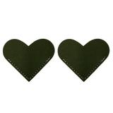 Grofry 2Pcs Stationery Bookmark Retro Wear-resistant Faux Leather Corner Page Love Heart Shape Markers for Reader Green