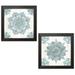 Gango Home Decor Contemporary Mandala Morning V & VI Blue and Gray by Anne Tavoletti (Ready to Hang); Two 12x12in Black Framed Prints