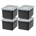 IRIS USA 4 Pack Letter/Legal File Tote Box Plastic Storage Bin Tote Organizer with Durable and Secure Latching Lid Black/Clear