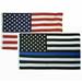 2 PACK! 3x5 ft Thin Blue Line Police Lives Matter & USA American Flag w/Grommets