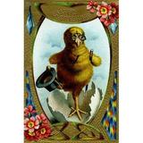 A newly hatched Easter chick emerges from the egg with a top hat and a cane and spectacles. Poster Print by unknown (24 x 36)