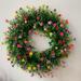 Clearance!!!Spring Decor Wreaths for Front Door Artificial Flower Wreath Wildflower Wreath Outdoor Summer Floral Wreath 18inch Mixed Daisy Artificial Wreath for Window Wall Mantel Porch