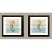 Nautical Watercolor Blue and Brown Seahorse Print Set by Lisa Audit; Coastal Decor; Two 12x12in Brown Framed Prints Ready to Hang!