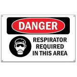 OSHA Danger Sign - Respirator Required In This Area | 36 X 60 Banner | Protect your Business Class Room Office & Interior Surroundings | Made in The USA