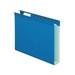 Extra Capacity Reinforced Hanging File Folders with Box Bottom Letter Size 1/5-Cut Tab Blue 25/Box