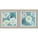 Lovely White Teal and Blue Blooming Daisy Set by Tre Sorelle Studios; Floral Decor; Two 12x12in White Framed Prints