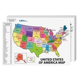 United States Map - USA Poster US Educational Map - with State Capital - for Ages Kids to Adults - Home School Office - Printed on 12pt. Glossy Card Stock | Bulk Pack of 10 | 11 x 17 inches