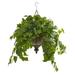 Nearly Natural 34in. London Ivy Artificial Plant in Hanging Bowl (Real Touch) Green