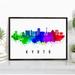 Pera Print Kyoto Skyline Japan Poster Kyoto Cityscape Painting Kyoto Japan Poster Cityscape and Landmark Print Home Wall Art Office Wall Decor - 5x7 Inches