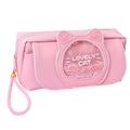 Smrinog Quicksand Pencil Case Kawaii Cat Girl School Stationery Pen Bag (Pink)