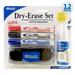 BAZIC Dry Erase Set Marker + Board Eraser + Cleaner Whiteboard Markers Set 12-Packs