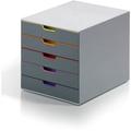 DURABLE; VARICOLOR; Desktop 5 Drawer Organizer - 11 W x 11-3/8 H x 14 D - 5 Drawers - Color Labeled Tabs - Charcoal | Bundle of 5 Each