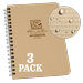 Rite in the Rain Weatherproof Side Spiral Notebook 4.625 x 7 Tan Cover Universal Pattern 3 Pack