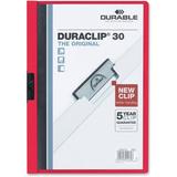 DURABLEÂ® DURACLIPÂ® Report Cover - Letter Size 8 1/2 x 11 - 30 Sheet Capacity - Punchless - Vinyl - Red | Bundle of 2 Each