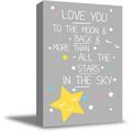 Awkward Styles Love You To The Moon & Back More Than All The Stars In The Sky Framed Canvas Framed Poster for Kids Nursery Room Love Quotes for Kids Cute Quotes Baby Kids Room Newborn Baby Gifts