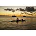 Hawaii Oahu Lanikai Man And Dog On A One-Man Outrigger Canoe At Sunset. Poster Print (36 x 24)