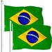 G128 - TWO PACK Brazil Flag 3x5 ft Printed Flag 2 Brass Grommets Quality Polyester Flag Indoor/Outdoor