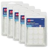Avery Multi-Use Removable Labels 3/4 Inch Round Stickers White Non-Printable 315 Labels Per Pack 6-Pack 1 890 Blank Labels Total (36738)