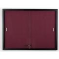 48 x 36 Fabric Tack Board with Locking Sliding Glass Door 4 x 3 Wall-Mounted Enclosed Bulletin Board for Indoor Use - Black Aluminum Frame with Maroon Fabric (FBSD43BKMR)