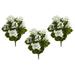 Nearly Natural White Geranium Artificial Flower Bush UV Resistant Set of 3