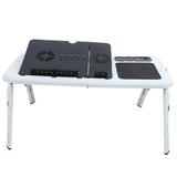 Brrnoo Notebook Cool Fan Desk PC Stand Laptop Lap Desk E-Table Bed Foldable Table With USB Cooling Fans Stand TV Tray