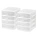 IRIS USA Small 4-Drawer Compact Desktop Organizer Stacking Desktop Unit White-Clear Set of 2