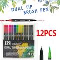 OBOSOE Dual Tip Brush Pens 48 Colours Felt Tip Pen Colouring Pens for Adult Colouring Books Brush Pens Felt Tip Pens