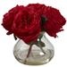 Nearly Natural Fancy Rose Artificial Flower Arrangement with Vase Red