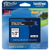 Genuine Brother 1/2 (12mm) White on Black TZe P-touch Tape for Brother PT-E105 PTE105 Label Maker