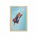 Boss Lady Wall Art with Frame Young Lady Wearing a Suit and a Cape Flying Through Air Superhero Printed Fabric Poster for Bathroom Living Room 23 x 35 Pale Blue and Multicolor by Ambesonne