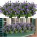 Baumaty 6 Bundles Outdoor Artificial Flowers UV Resistant Fake Boxwood Plants Faux Greenery for Indoor Outside Hanging Plants Garden Porch Window Box Home Wedding Farmhouse Decor (Purple)