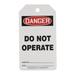 Accuform MDT112PTP Safety Tag Legend Danger DO NOT Operate 5.75 Length x 3.25 Width x 0.015 Thickness RP-Plastic Red/Black on White (Pack of 25)